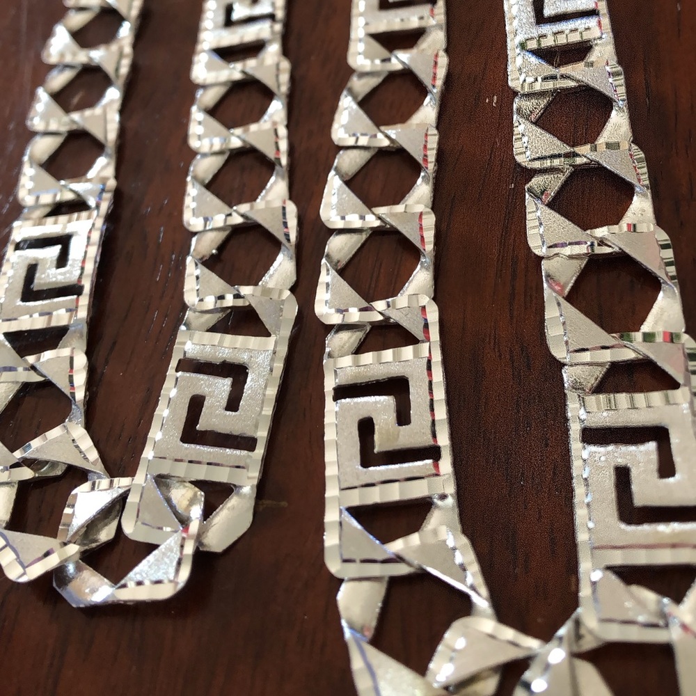 Diamond cut chain Versace style links 26 inch 925 sterling silver